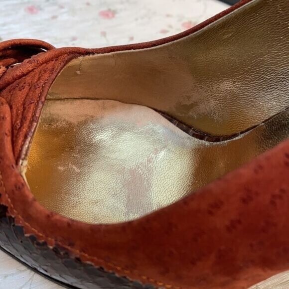 Dolce & Gabbana Womens Pointed Toe Slingback Stiletto Heels Size 38.5 Croc Embos - Picture 5 of 12